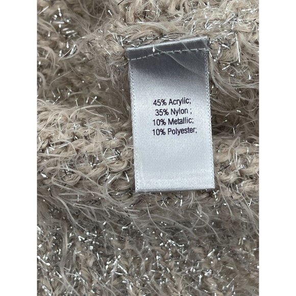 Jennifer Lopez Petite Women's Gold Metallic Feathery Knit Sweater Size PXS - Picture 6 of 9